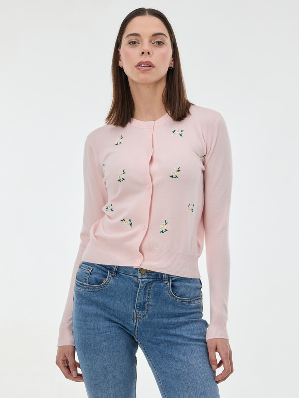 Orsay Светлорозов дамски кардиган с бродерия ORSAY