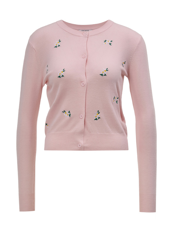 Orsay Светлорозов дамски кардиган с бродерия ORSAY