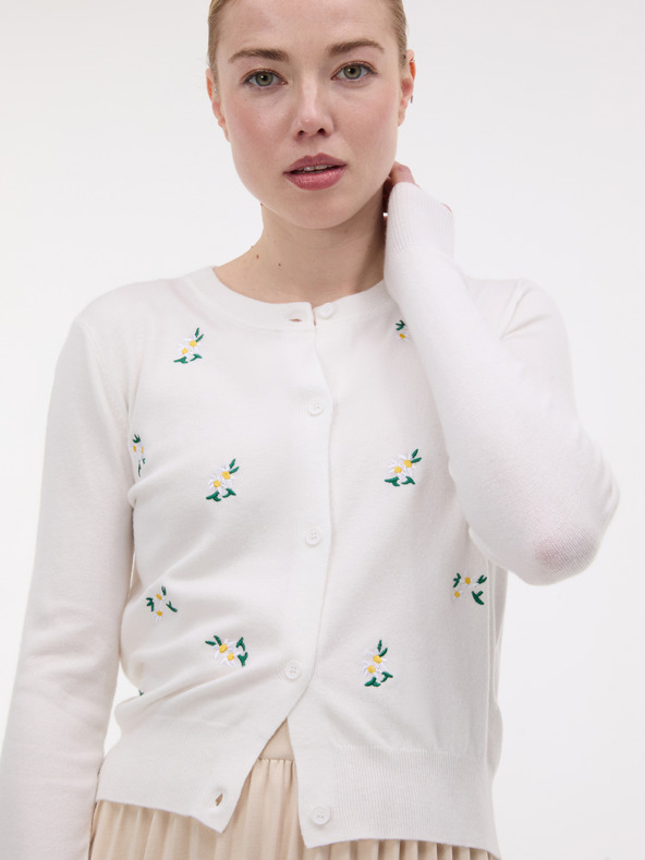 Orsay Кремава дамска жилетка с бродерия ORSAY