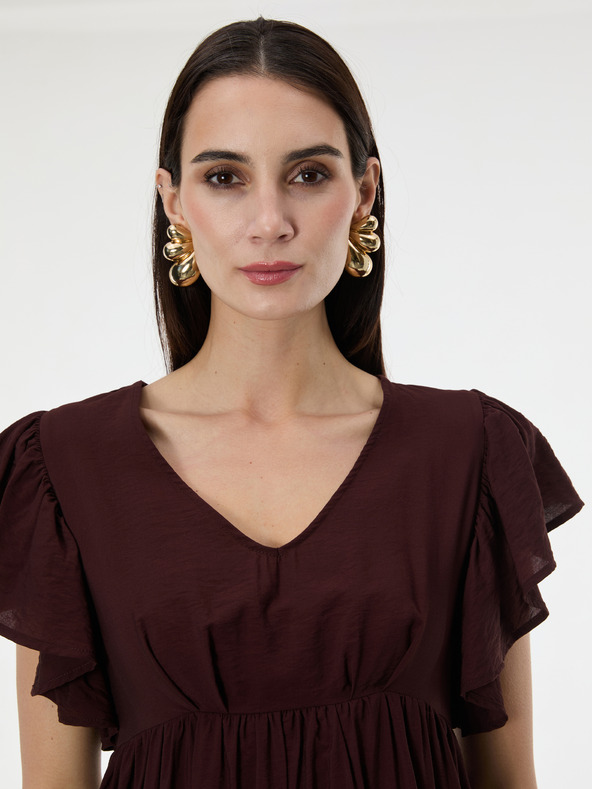 Orsay Тъмнoкафява дамска рокля до коленете ORSAY