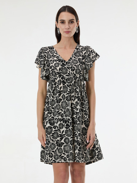 Orsay Черна дамска шарена рокля с дължина до коляното ORSAY