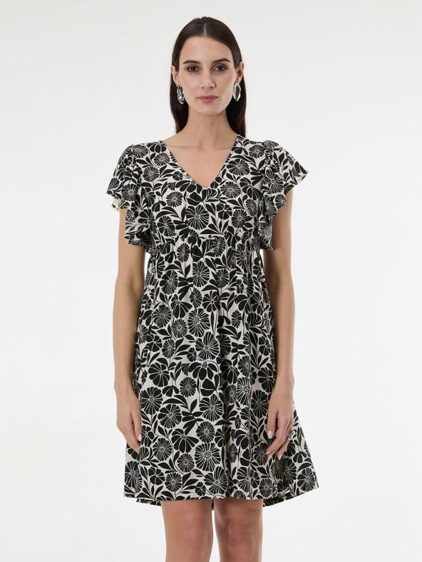 Orsay Черна дамска шарена рокля с дължина до коляното ORSAY