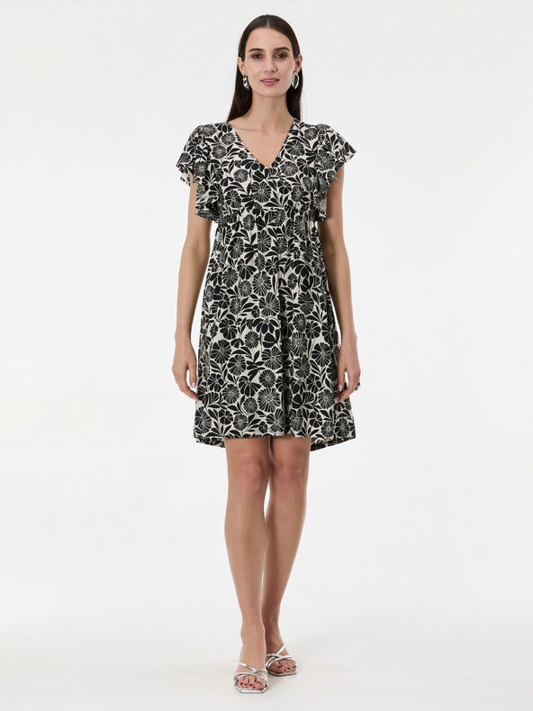 Orsay Черна дамска шарена рокля с дължина до коляното ORSAY