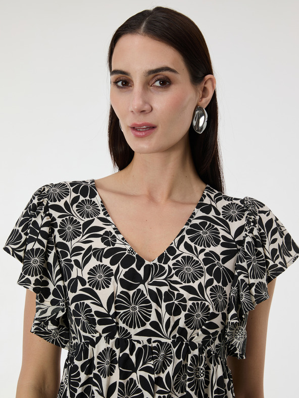 Orsay Черна дамска шарена рокля с дължина до коляното ORSAY