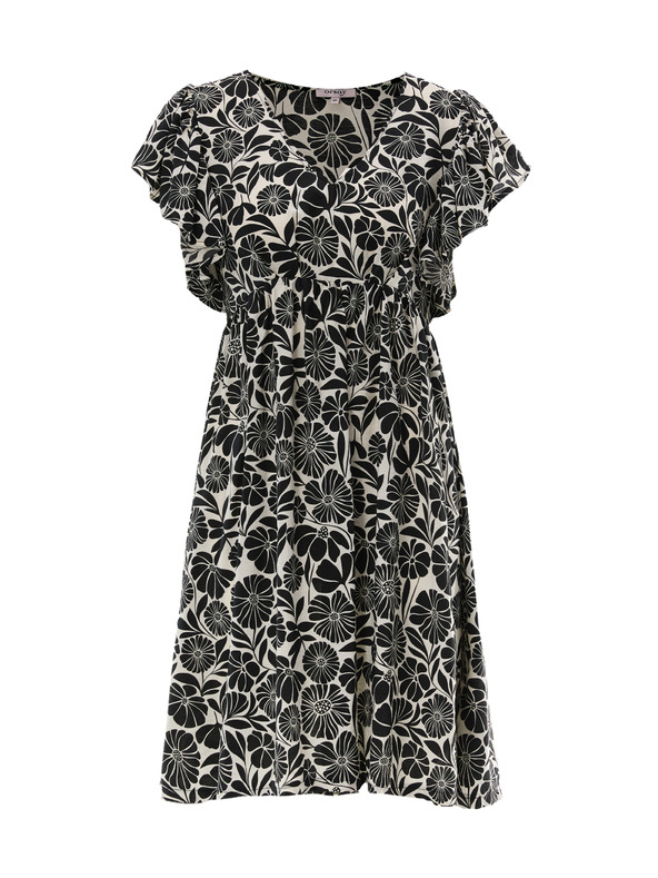 Orsay Черна дамска шарена рокля с дължина до коляното ORSAY