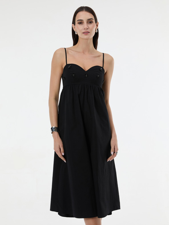 Orsay Черна дамска миди рокля с апликация ORSAY