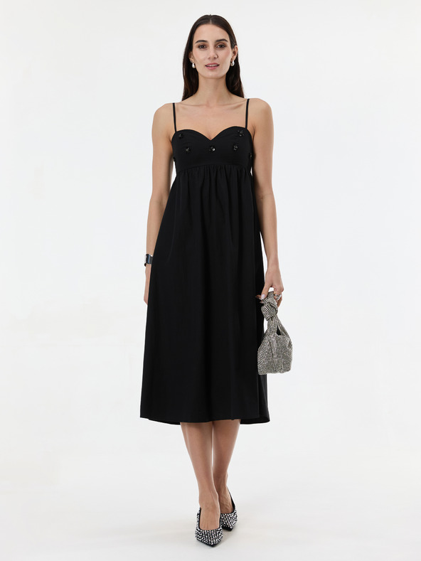 Orsay Черна дамска миди рокля с апликация ORSAY