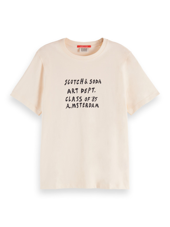 Scotch & Soda Дамска кремава тениска с надпис