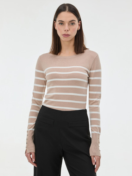 Orsay Бежов дамски пуловер на райе ORSAY