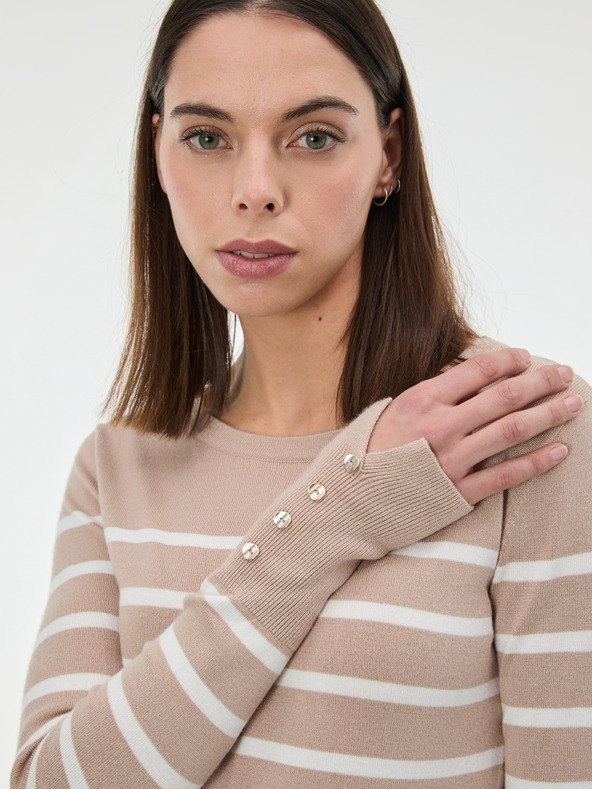 Orsay Бежов дамски пуловер на райе ORSAY