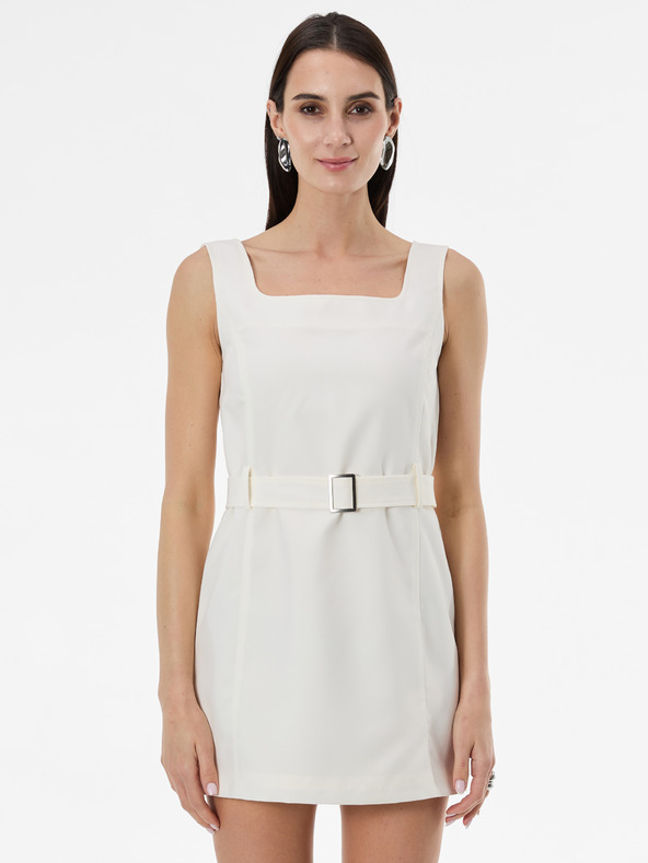 Orsay Кремава дамска рокля с колан ORSAY