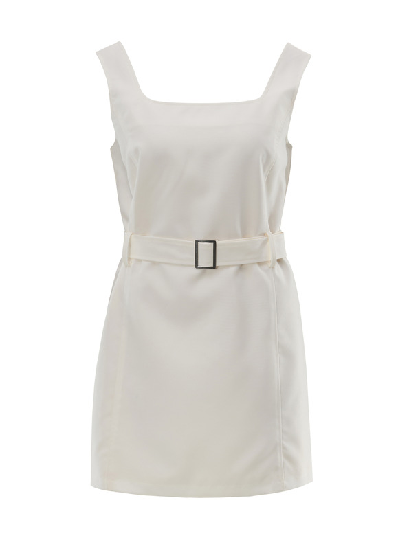 Orsay Кремава дамска рокля с колан ORSAY