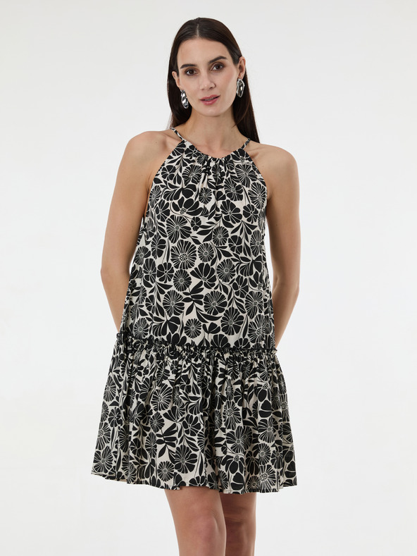 Orsay Черна дамска шарена рокля с дължина до коляното ORSAY