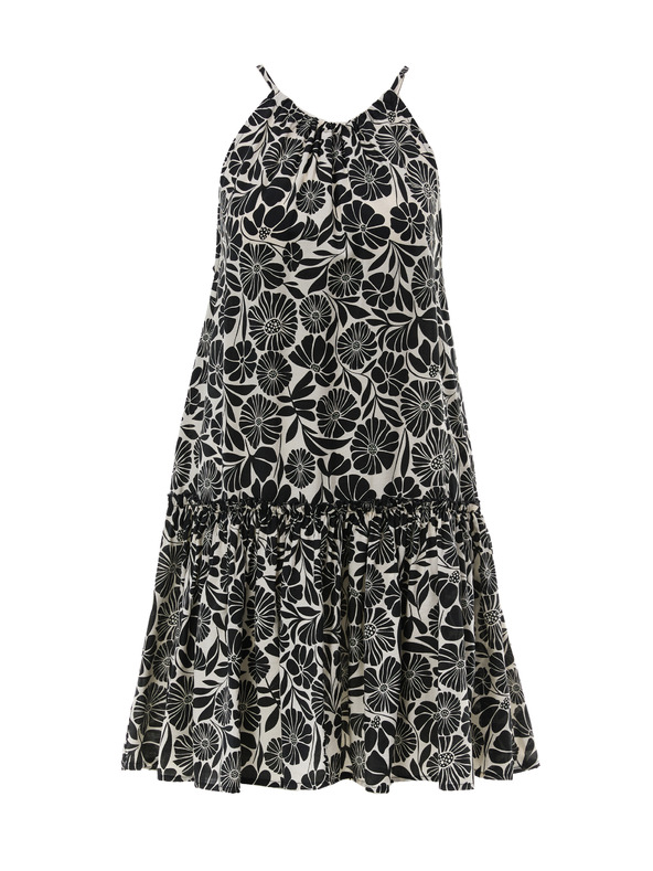 Orsay Черна дамска шарена рокля с дължина до коляното ORSAY