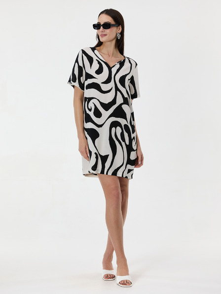 Orsay Черна дамска шарена рокля с дължина до коляното ORSAY