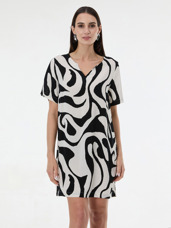 Orsay Черна дамска шарена рокля с дължина до коляното ORSAY