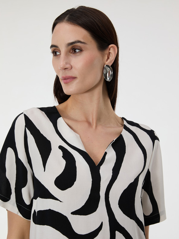 Orsay Черна дамска шарена рокля с дължина до коляното ORSAY