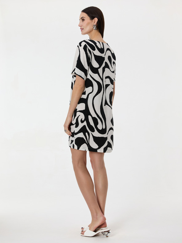 Orsay Черна дамска шарена рокля с дължина до коляното ORSAY