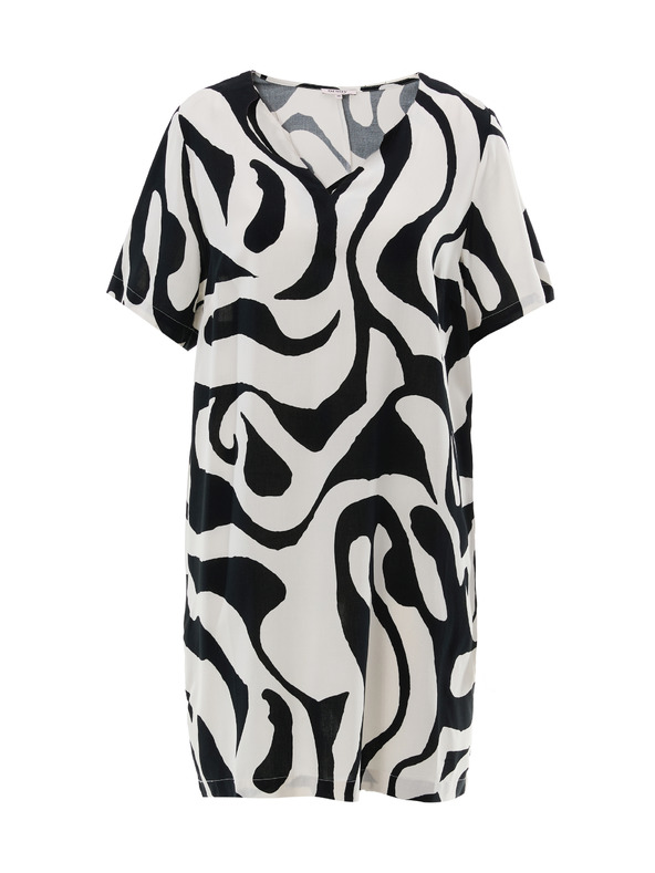 Orsay Черна дамска шарена рокля с дължина до коляното ORSAY