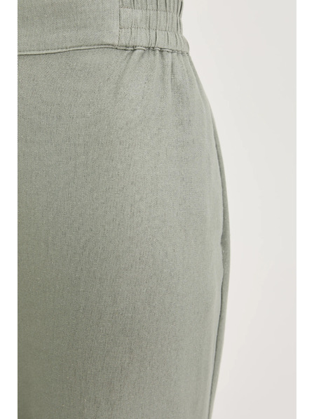 Moodo Панталони с добавка от лен маслинено зелени Moodo