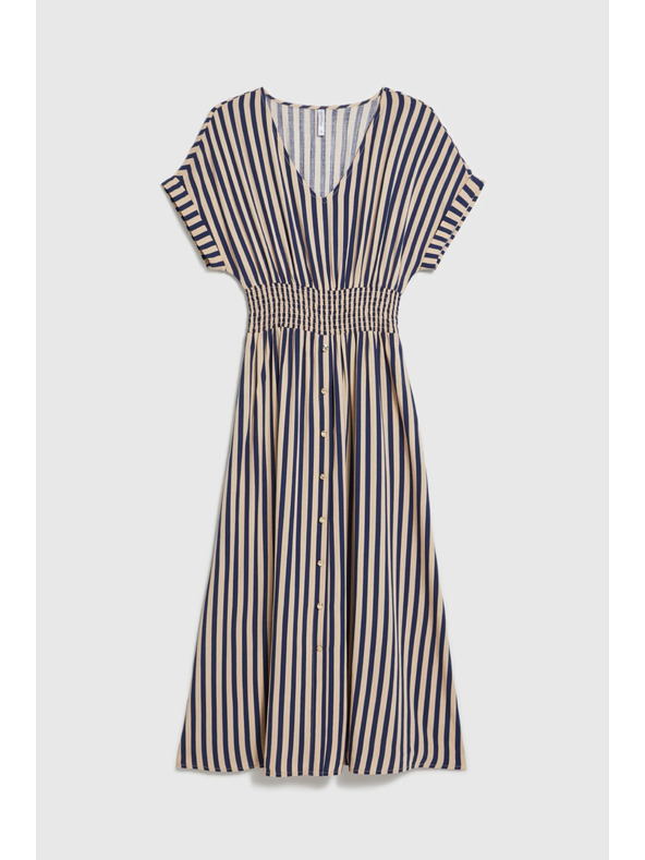 Moodo Вискозна рокля с райета тъмно синя Moodo