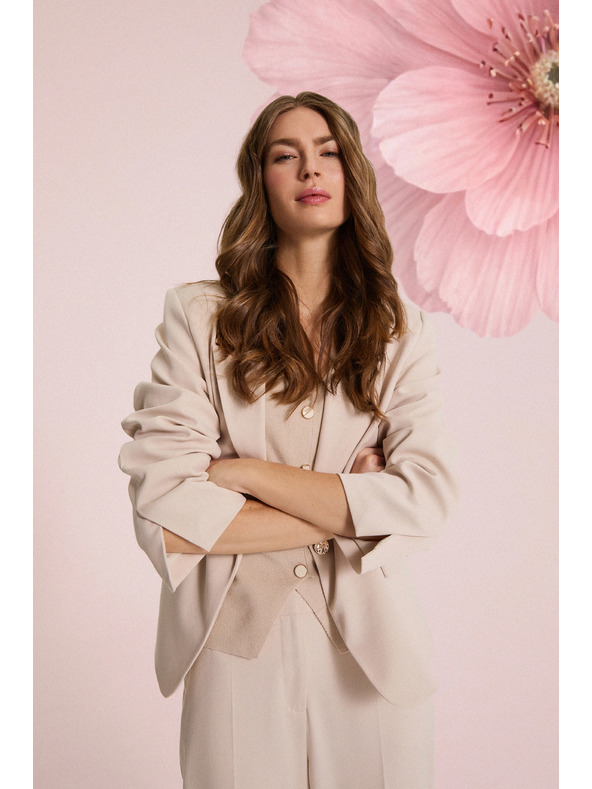 Moodo Бежово сако с 3/4 ръкави Moodo