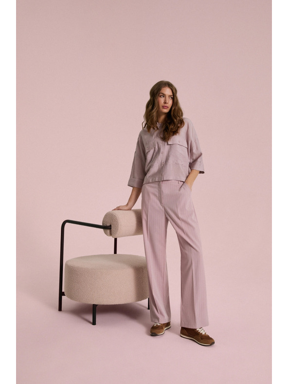 Moodo Панталони с фини райета розови Moodo