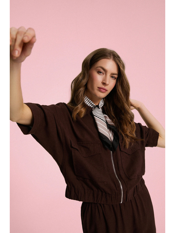 Moodo Якета с лен кафява Moodo