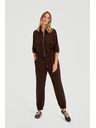 Moodo Гладки панталони кафяви Moodo