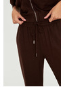 Moodo Гладки панталони кафяви Moodo