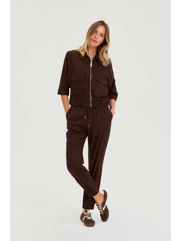 Moodo Гладки панталони кафяви Moodo