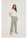 Moodo Панталони с добавка от лен маслинено зелени Moodo