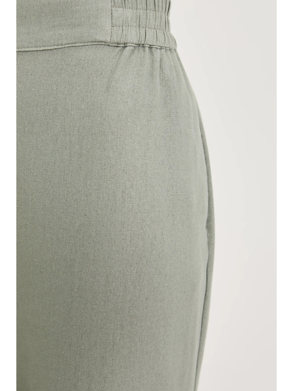 Moodo Панталони с добавка от лен маслинено зелени Moodo