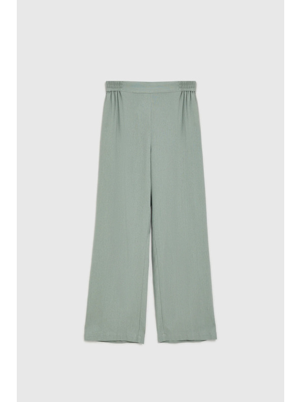 Moodo Панталони с добавка от лен маслинено зелени Moodo
