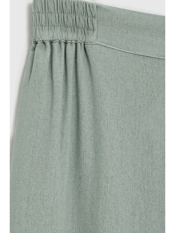 Moodo Панталони с добавка от лен маслинено зелени Moodo