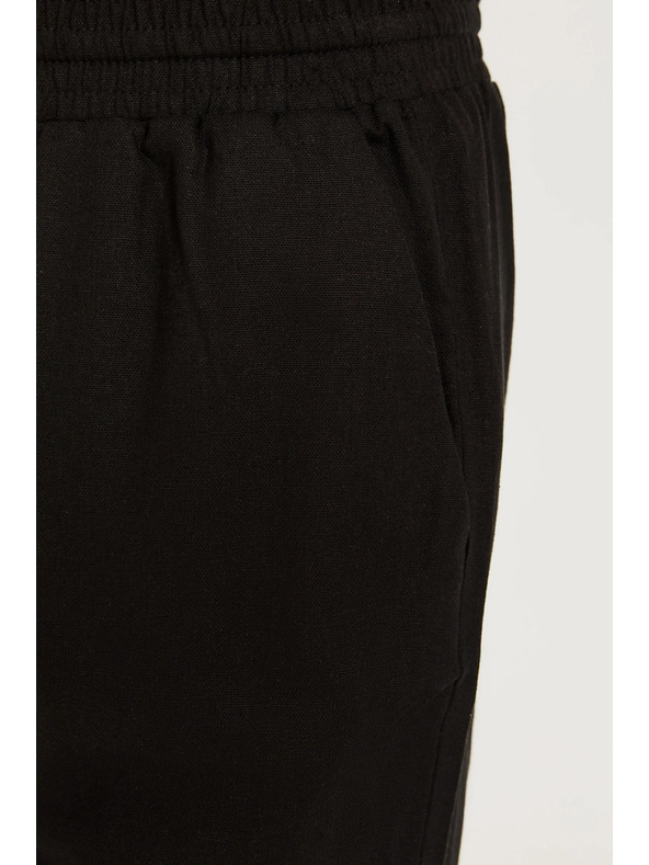 Moodo Панталони от вискоза и лен черни Moodo