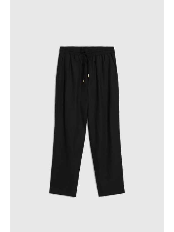 Moodo Панталони от вискоза и лен черни Moodo