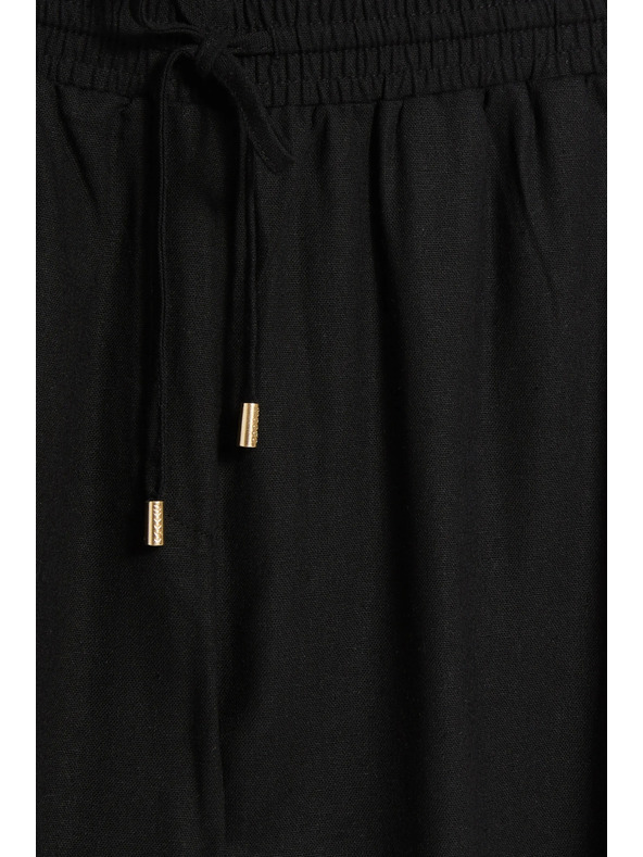 Moodo Панталони от вискоза и лен черни Moodo