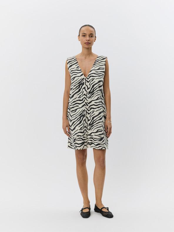 Sofie Schnoor Кремави рокля със звериорен десен OLYMPESW