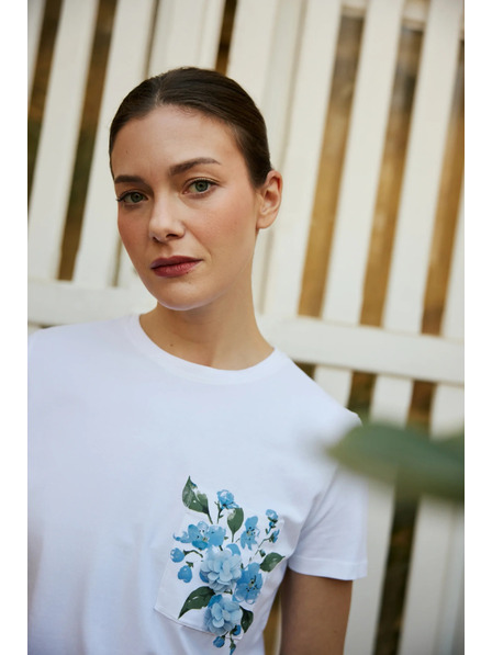 Moodo Блуза с джоб и печат бяла Moodo