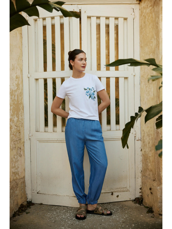 Moodo Блуза с джоб и печат бяла Moodo