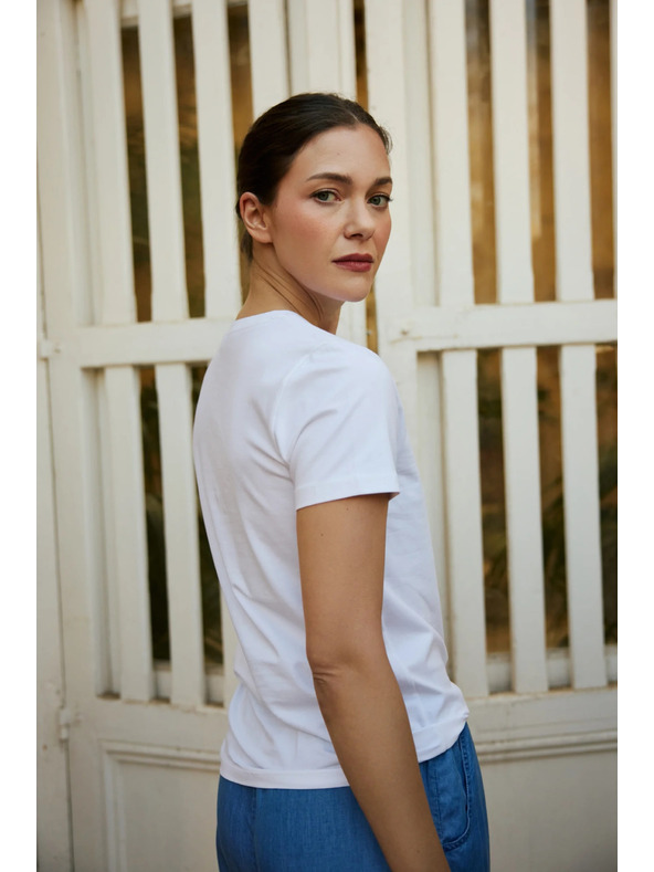 Moodo Блуза с джоб и печат бяла Moodo