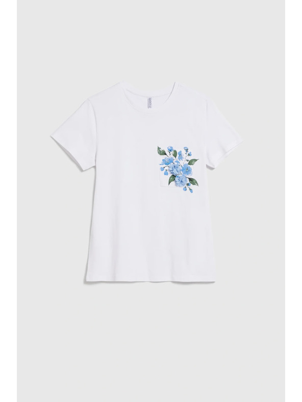 Moodo Блуза с джоб и печат бяла Moodo