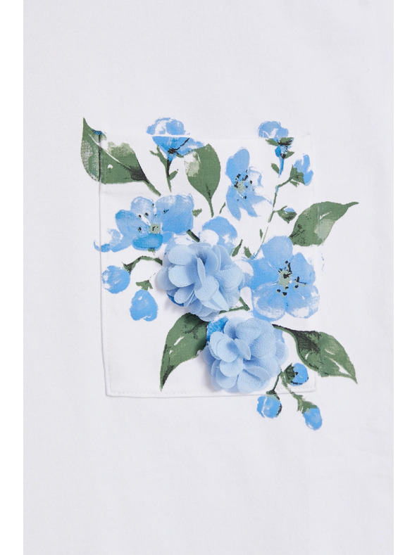 Moodo Блуза с джоб и печат бяла Moodo