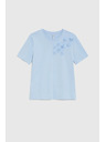 Moodo Памучна блуза с аплика светлосиня Moodo