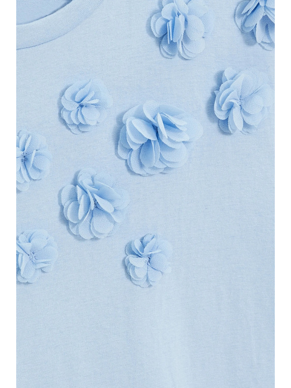 Moodo Памучна блуза с аплика светлосиня Moodo