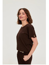 Moodo Памучна блуза с джоб кафява Moodo