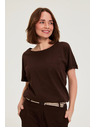 Moodo Памучна блуза с джоб кафява Moodo