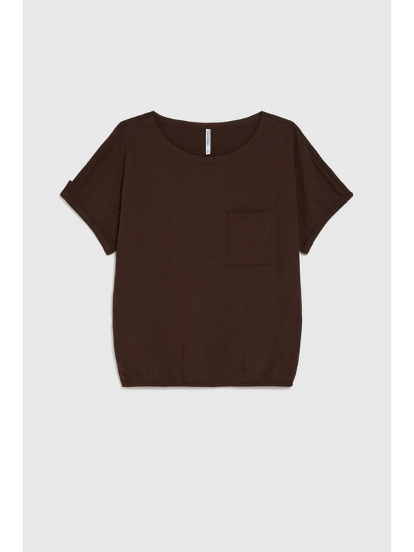 Moodo Памучна блуза с джоб кафява Moodo