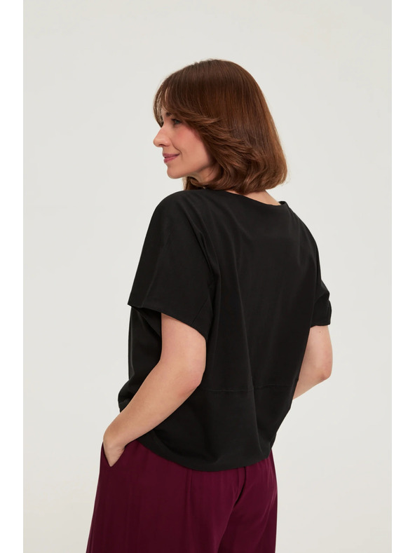 Moodo Тениска с връзване черна Moodo